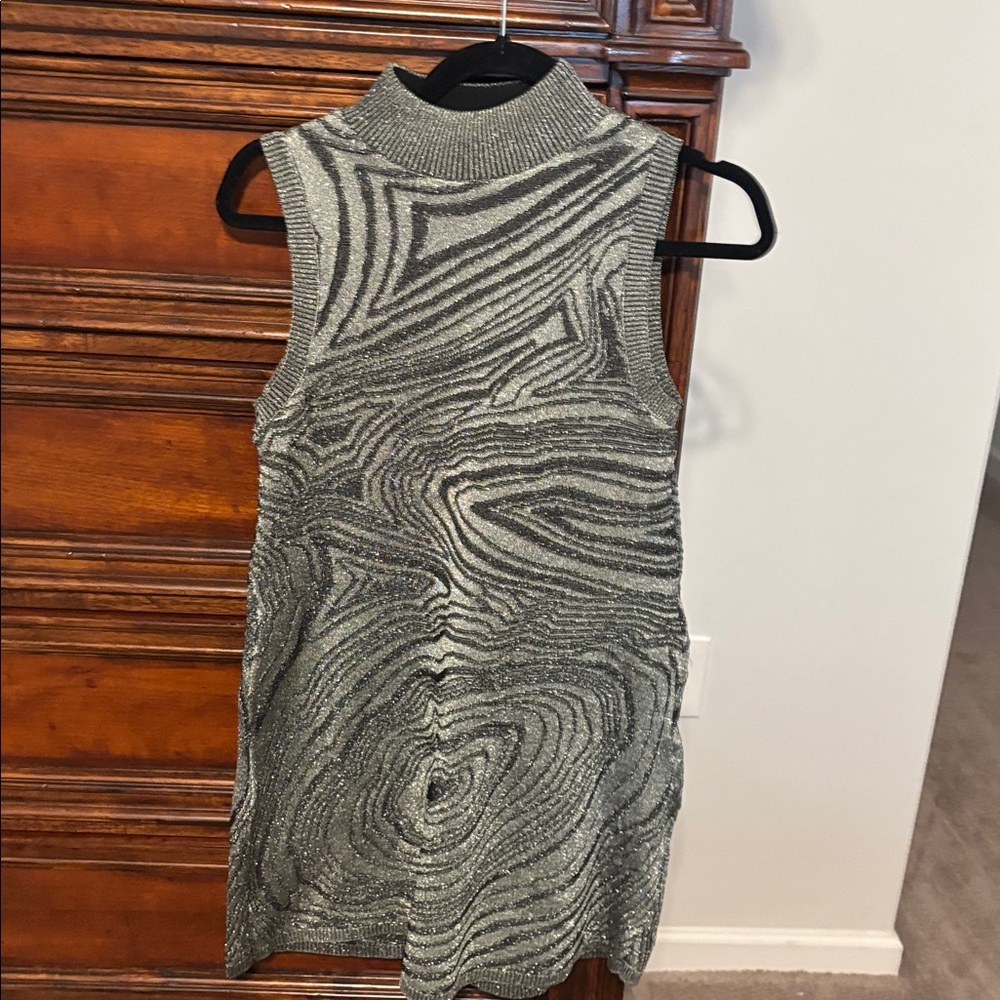 Anthropologie Silver and Black Holiday Mini Dress - Picture 5 of 5